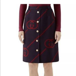Gucci G Interlocking Wool Skirt